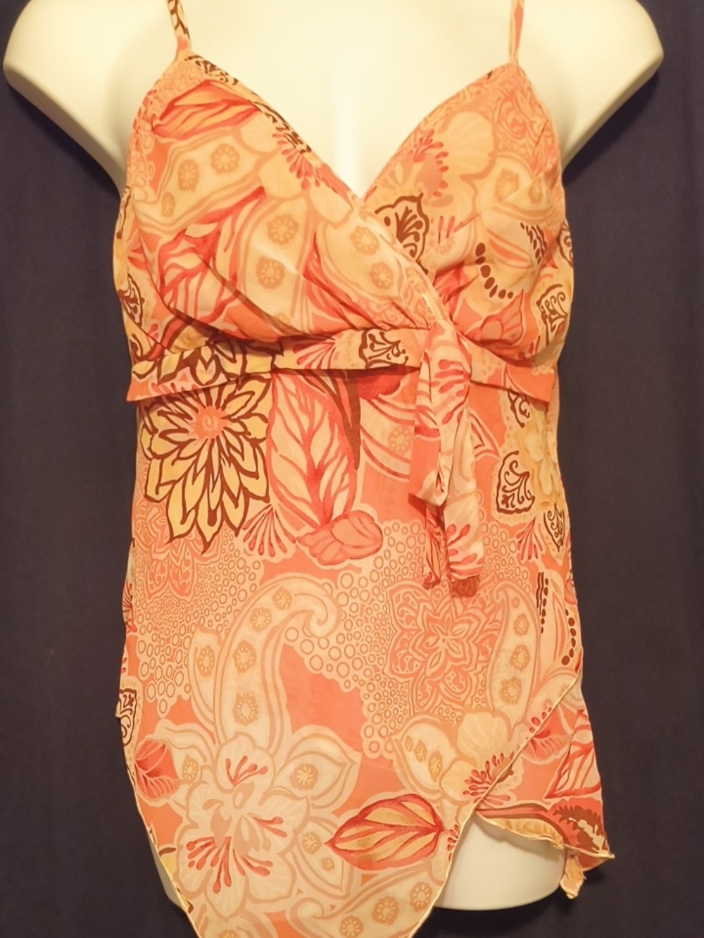 Fashion Bug Coral Floral Sheer Cami #0117